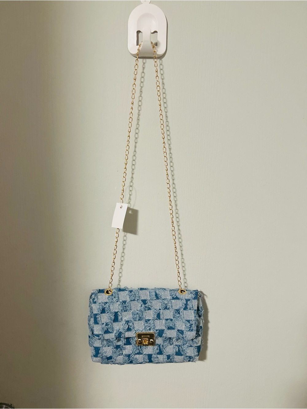 NEW Blue Denim  Chain Shoulder Bag